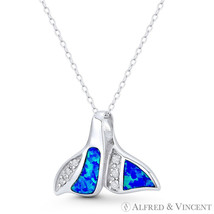 Dolphin Tail Sealife Charm Lab-Created Opal CZ 925 Sterling Silver Boho  Pendant - £22.23 GBP+