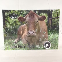 New Sealed Brown Cow In Field Jigsaw Puzzle 1000 piece by Happily Ever E... - $34.64