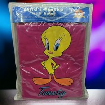 Looney Tunes Tweety Bird Child&#39;s Poncho Hood Vinyl Vtg 1998 Pink Pullover Rain - £28.80 GBP