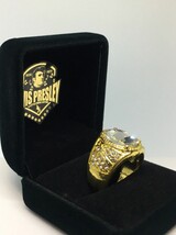 Elvis Presley Wedding Ring 14K Gold Plated TCB Concert Crystal Stone S.7-12 Men - £17.55 GBP