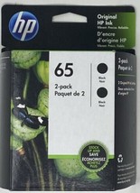 HP 65 Black Ink Cartridge Twin Pack 1VU22AN - 2 x N9K02AN Sealed OEM Retail Box - $33.98