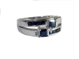 Mens Sapphire Band Natural Sapphire Band 2.5 Ct Sapphire Promise Ring 925 Silver - £57.10 GBP