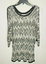 Dana Buchman Black White Zig Zag Design Sweater 3/4 Sleeves Top Size XL NWT - $14.99