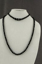 VINTAGE 2PC Lot Costume Jewelry Faceted Black Glass Beaded Necklaces 30&quot;... - £17.44 GBP