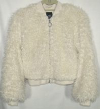 Wild Fable Women&#39;s Cream Faux Fur Jacket Zip Front, Pockets, Size S - £19.65 GBP