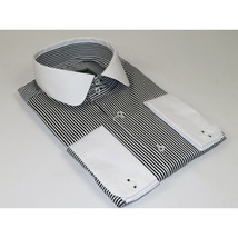 Men 100% Cotton Dress Shirt CIERO MONTERO Turkey 1f94-06 White black Slim Fit image 4