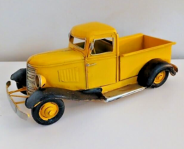 Yellow/Black Metal Truck; Rustic Retro, Moveable Wheels - £18.67 GBP