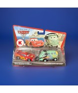 Disney Pixar Cars 2 Lightning McQueen w Racing Wheels &amp; Fillmore w Heads... - $36.73 CAD
