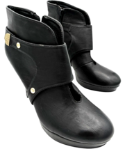 Unlisted by Kenneth Cole File Type Black Leather Bootie Cone Heels Boots... - $402.66 MXN