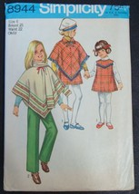 Vintage Simplicity 8944 PONCHO JUMPER PANTS  Pattern Child Girls Size 6 ... - £7.92 GBP
