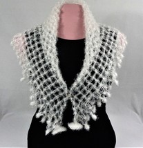 Crochet, white, cute, elegant shawl WH-2 - $40.00