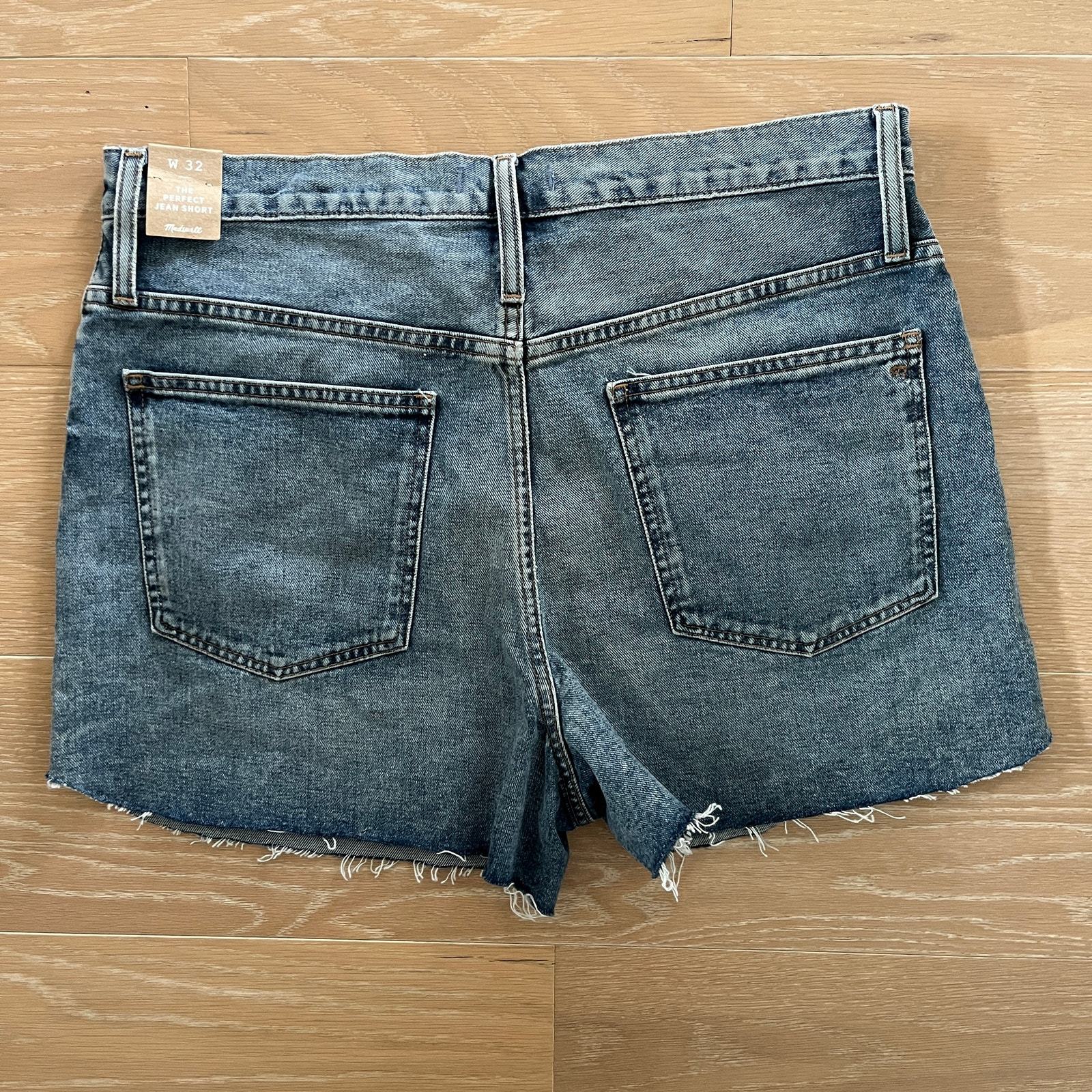 Madewell Indigo The Perfect Jean Shorts Tulip Raw Hem Denim Size 32 NWT Item image 2