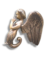 Vintage Angel Statue Door Knocker 6&quot; Antique Solid Brass Ring Door Bell - $205.15 CAD