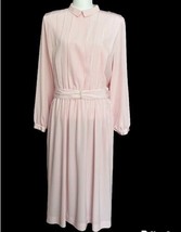 Vintage 80s The Talbots Dress Size 20 Pink White Stripe  Belted Pleated Collar - £39.68 GBP