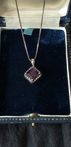 VINTAGE 1980-s 925 Sterling Silver and Amethyst Pendant on 925 Strl Silver Chain - £70.43 GBP