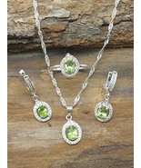 Peridot Natural Jewelry Set with Silver 925 Unheated/Untreated for all o... - £177.83 GBP