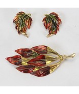 Clip Earrings and Brooch Pin Leaf Design Fashion Jewelry Estate Sale Find - $10.77