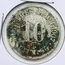 1907 German Empire 10 Pfennig Coin - £6.97 GBP