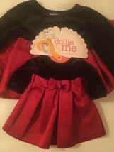 Valentines Day 2 pc set Dollie and Me dress Size 4T doll size velvet red black - $26.79