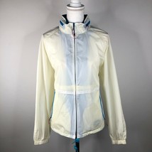 Vintage Woolrich Damen L Weiß Blau Reißverschluss Regenmantel Regenjacke... - $24.74