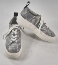 J/Slides  Black &amp; White Plaid Leather Platform Sneakers Shoes Womens Siz... - £40.75 GBP