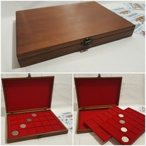 Wooden Coin Tray Cabinet Coin/Medal Storage Box 2 Trays Collection Holde... - $53.04