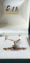 Vintage 1979-s Irish Celtic 14 ct Rolled Gold Claddagh Necklace in Origi... - $167.31