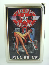 Gasoline Sign 01 Cigarette Case with Built in Lighter Vintage Sexy Pin Up Babe - £15.55 GBP