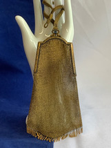 Antique Art Deco Mesh Purse Gold Plated Blue Stone Germany Chain Mail Pu... - £110.75 GBP