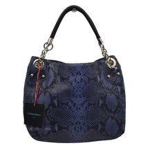 Cynthia Rowley Handbag Hobo Purse Leather Purple Black Snake Skin Embossed - £65.53 GBP