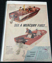 Vtg Mercury Boat Motor Print Ad Thunderbolt Hurricane &quot;See A Mercury First&quot; Art - £3.78 GBP