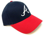MLB ATLANTA BRAVES LOGO ADJUSTABLE CURVED BILL RETRO HAT CAP RED NAVY BL... - $12.30