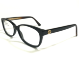 Gucci Eyeglasses Frames GG0309O 001 Black Brown Gold Logos Full Rim 54-1... - $140.03