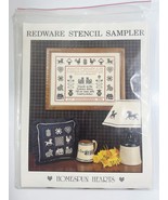 1987 Homespun Hearts Cross Stitch Chart  "Redware Stencil Sampler" w Floss - $186.54 MXN
