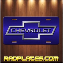CHEVY BOWTIE Inspired Art on Blue Aluminum Vanity license plate Tag New B - £15.36 GBP