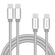 Usb C Cable 2 Pack, Type C To Type C Metal Braided Fast Charge Cable 6.6... - £29.75 GBP