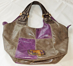 Guess Hobo purse handbag purple grey gold hardware GUC shoulder bag travel - $51.47