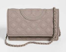 Tory Burch Fleming Matte Wallet on Chain Crossbody Clutch ~NWT~ Gray - £296.76 GBP