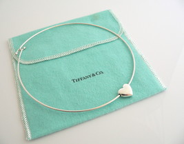 Tiffany &amp; Co Puff Heart Necklace Wire Pendant Charm Chain Silver Love Gift Pouch - £286.69 GBP