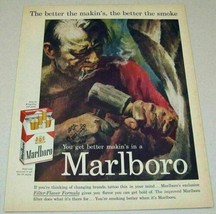 1959 Print Ad Marlboro Cigarettes Man Sculpting a Statue Smokes a Cigarette - $11.87