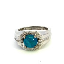 Vintage Sterling Silver Signed 925 D&#39;Joy Round Opal Solitaire Gemstone Ring sz 9 - £40.91 GBP