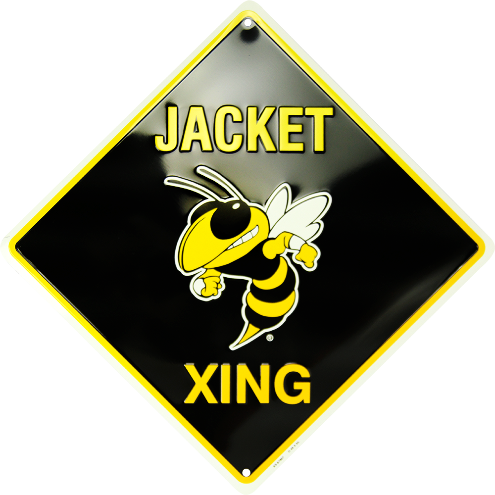 Georgia Tech Yellow JACKETS XING 12" x 12" Embossed Metal Crossing Sign - $9.95