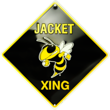 Georgia Tech Yellow JACKETS XING 12&quot; x 12&quot; Embossed Metal Crossing Sign - £7.95 GBP