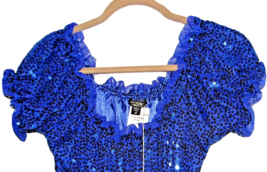 Betsey Johnson Girls Dress Gown Indigo Sequins Puffed Sleeves Elegant Size 10 - £15.78 GBP