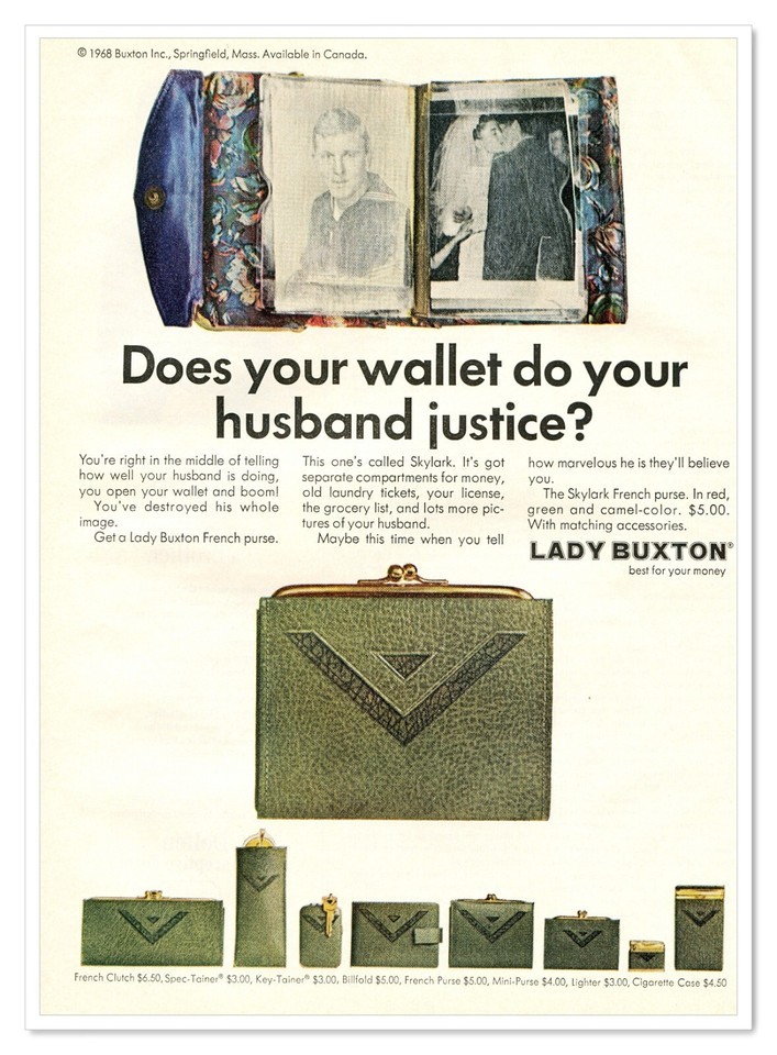Lady Buxton Skylark French Purse Wallet Vintage 1968 Full-Page Magazine Ad - $7.76