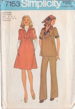 Simplicity Vtg 1975 Ptrn 7153 Sz 6/8 Misses' Maternity Dress Or Top Pants Scarf - $3.00
