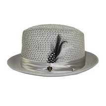 Men's BRUNO CAPELO Stingy Brim Fedora Braid Straw Hat Santa Cruz SC617 Silver image 4