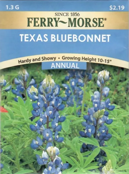 Texas Blue Bonnet Flower Seeds Non-Gmo - Ferry Morse 12/24 Fresh Garden - $7.70