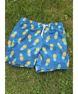 Men’s Pineapple Print Swim Trunks Shorts Medium w/ Pockets | Tropical Be... - $219.40 MXN