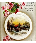 Happy Birthday Greeting Postcard 1910 Bridge Pink Flower Germany Embosse... - €17,15 EUR